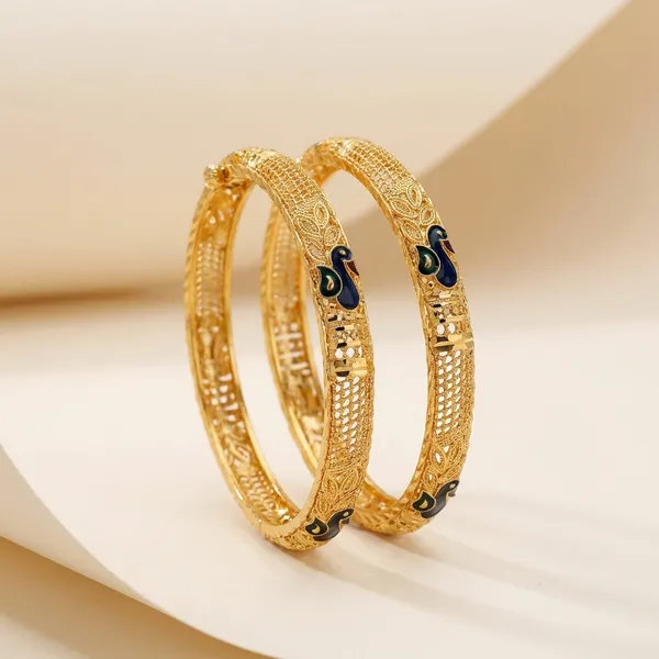 Gold_Plated_Peacock_Design_Bangles_Traditional_Set_Of_2