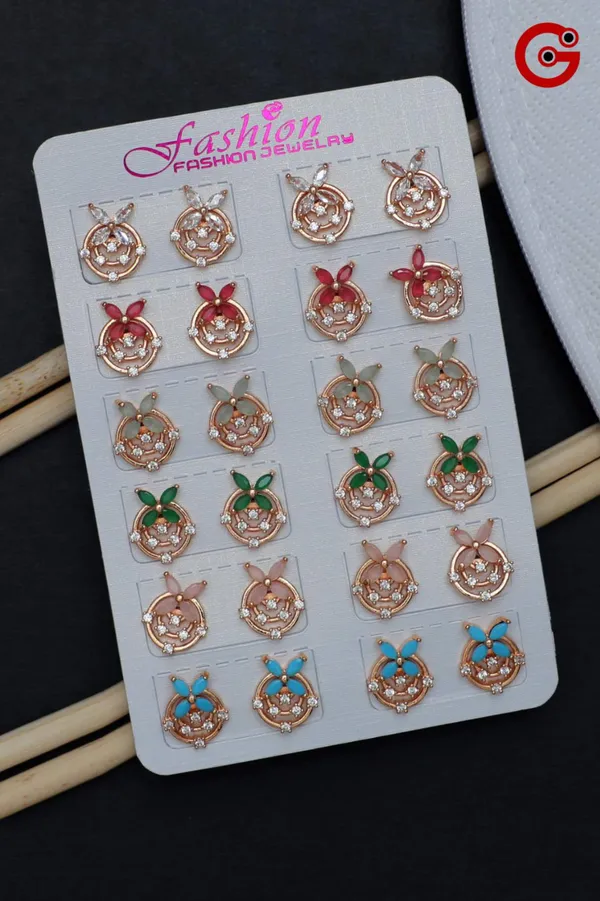 Rose_Gold_Bunny_Charm_Stud_Earrings_Set_Of_12_Pairs
