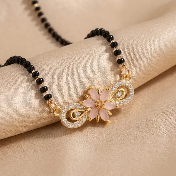 Gold_Tone_Floral_Pendant_Mangalsutra_Necklace_Traditional_Design