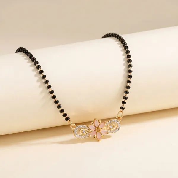 Gold_Tone_Floral_Pendant_Mangalsutra_Necklace_Traditional_Design
