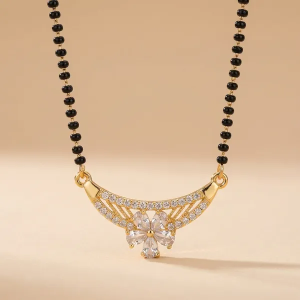 Gold_Tone_Floral_Pendant_Mangalsutra_With_Black_Beads
