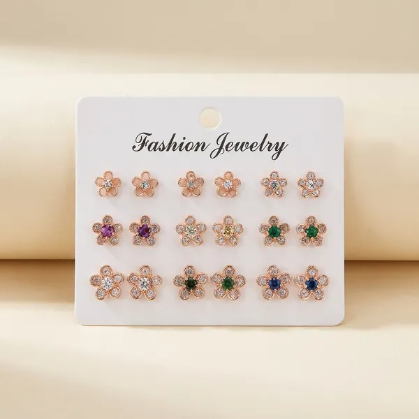 Crystal_Center_Floral_Stud_Earrings_Set_Of_12_Pairs