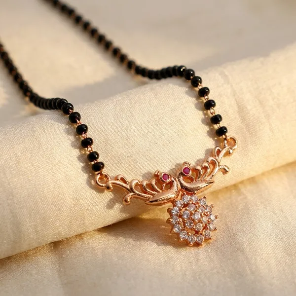 Rose_Gold_Pendant_Mangalsutra_Necklace_With_Black_Beads