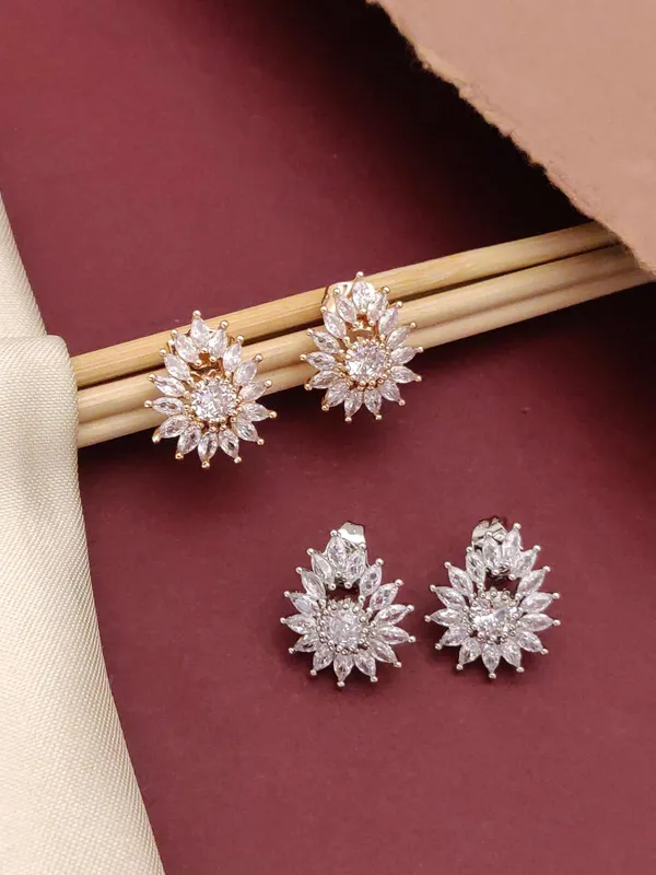 Gold_And_Silver_Tone_Floral_Crystal_Stud_Earrings_Set