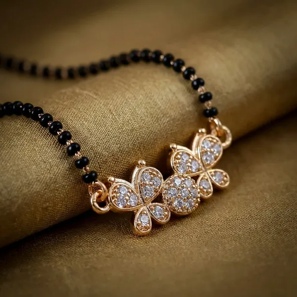 Rose_Gold_Cz_Floral_Pendant_Mangalsutra_Necklace_With_Black_Beads