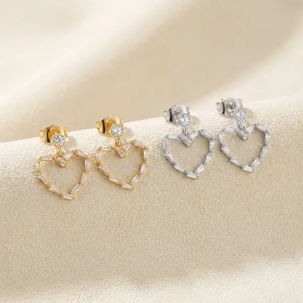 Gold_And_Silver_Tone_Baguette_Crystal_Heart_Drop_Earrings