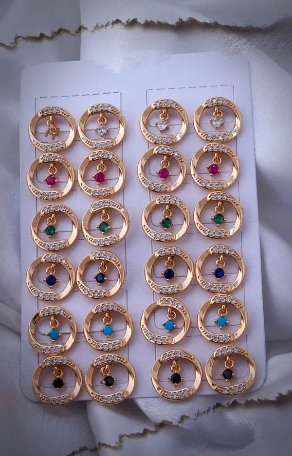 Gold_Plated_Moon_And_Star_Gemstone_Stud_Earrings_Set_Of_10