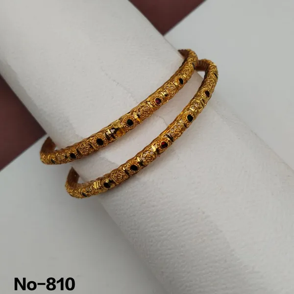 Gold_Plated_Textured_Bangles_With_Black_Stone_Embellishments_Set_Of_2