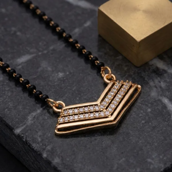Rose_Gold_Chevron_Pendant_Mangalsutra_Necklace_With_Black_Beads