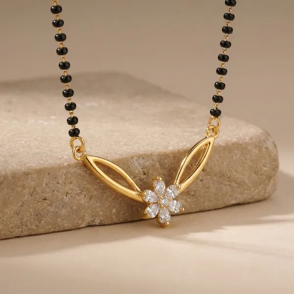 Black_Beaded_Mangalsutra_With_Golden_Floral_Pendant