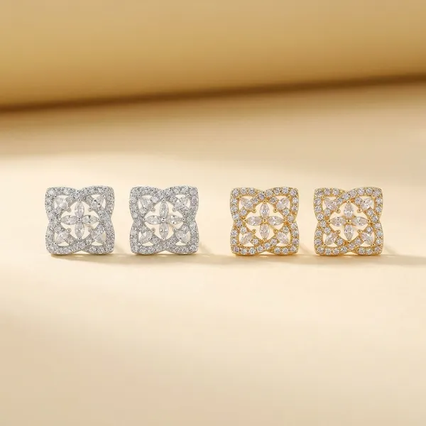 Rose_Gold_And_Silver_Tone_Floral_Crystal_Stud_Earrings_Set