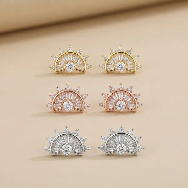 Gold_Tone_Sunburst_Crystal_Earrings_Set_Combo_Of_2_Pairs