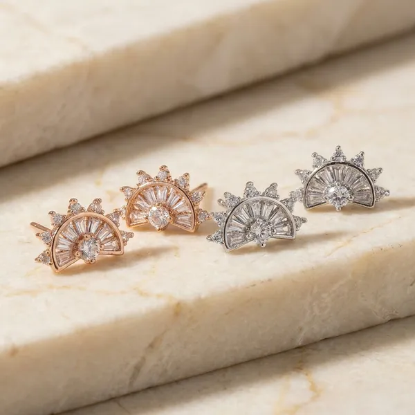 Gold_Tone_Sunburst_Crystal_Earrings_Set_Combo_Of_2_Pairs