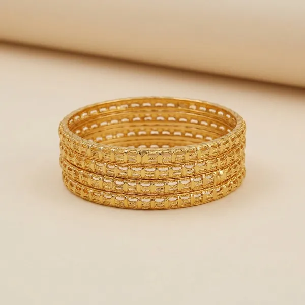 Gold_Tone_Textured_Bangles_Set_Of_4