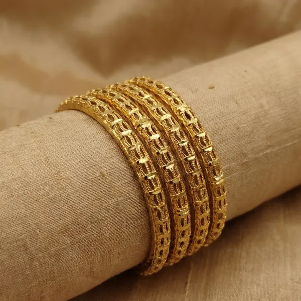 Gold_Tone_Textured_Bangles_Set_Of_4