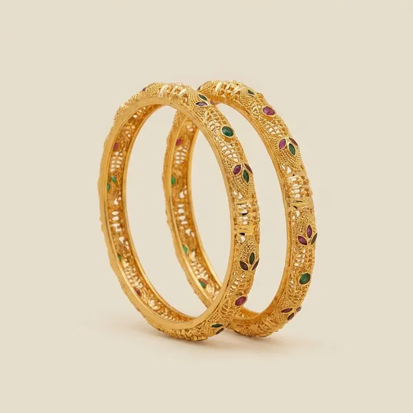 Gold_Plated_Black_Stone_Studded_Bangles_Set_Of_2