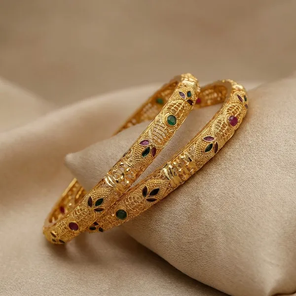 Gold_Plated_Black_Stone_Studded_Bangles_Set_Of_2