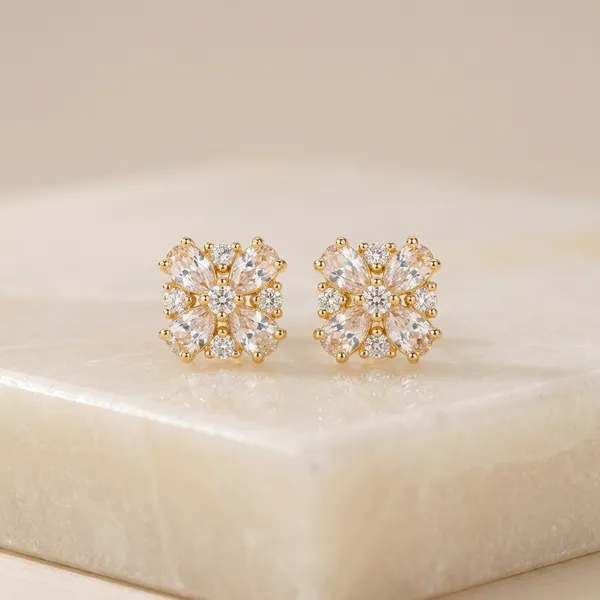 Rose_Gold_Floral_Crystal_Stud_Earrings_Elegant_Finish