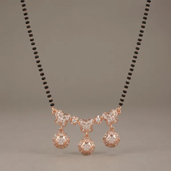 Rose_Gold_Floral_Crystal_Mangalsutra_Necklace_With_Black_Beads