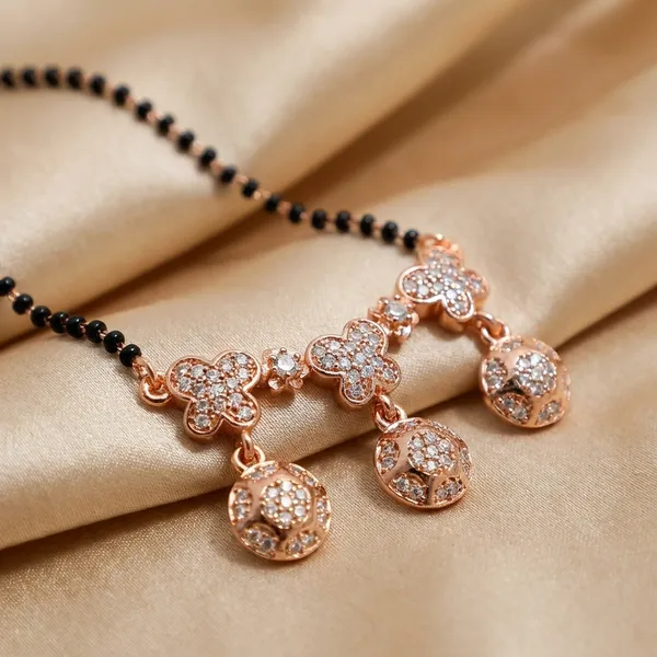 Rose_Gold_Floral_Crystal_Mangalsutra_Necklace_With_Black_Beads