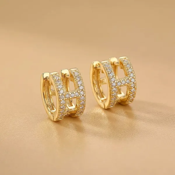 Gold_Plated_Cubic_Zirconia_H_Shape_Stud_Earrings_And_Ring_Set