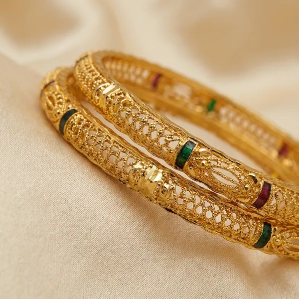 Gold_Tone_Textured_Bangles_Traditional_Set_Of_2