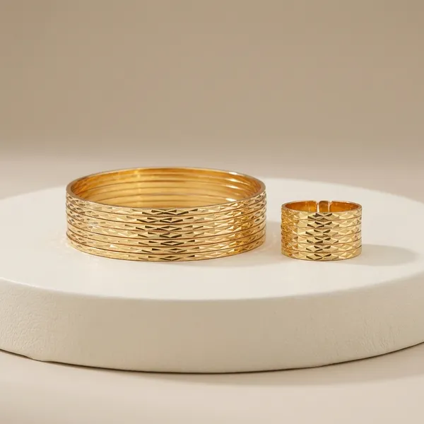 Gold_Plated_Textured_Bangles_Set_Of_7_Pieces