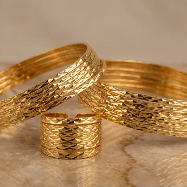 Gold_Plated_Textured_Bangles_Set_Of_7_Pieces
