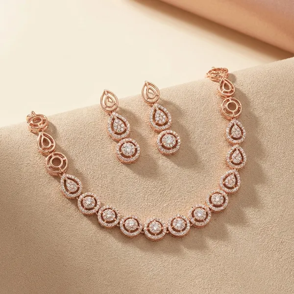 Rose_Gold_Crystal_Teardrop_Necklace_Set_With_Earrings