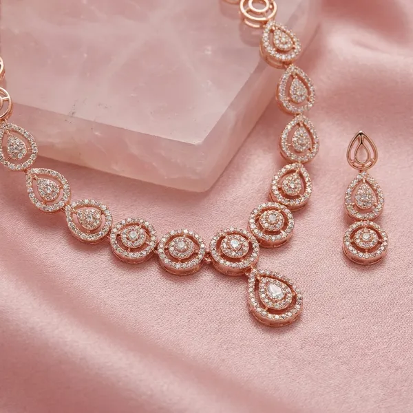 Rose_Gold_Crystal_Teardrop_Necklace_Set_With_Earrings