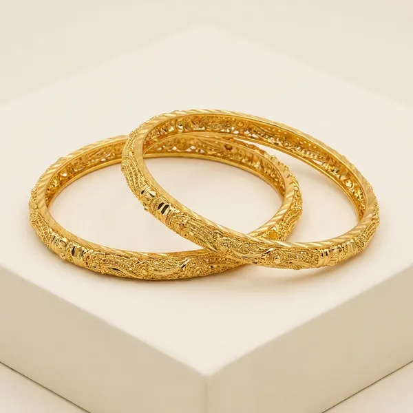 Gold_Plated_Textured_Bangles_Traditional_Set_Of_2