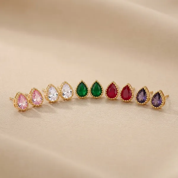 Multicolor_Teardrop_Crystal_Stud_Earrings_Set_Of_5_Pairs