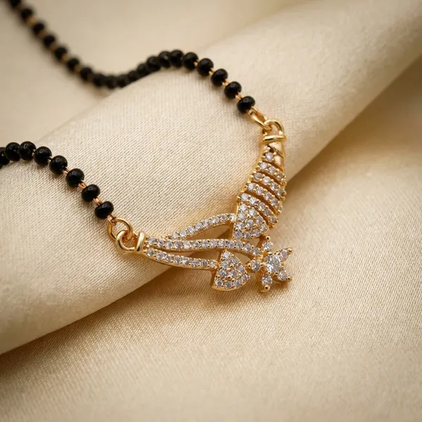Gold_Tone_Mangalsutra_Pendant_Necklace_With_Black_Beads
