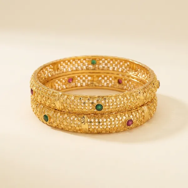 Gold_Plated_Bangles_With_Multicolor_Stones_Traditional_Set_Of_2
