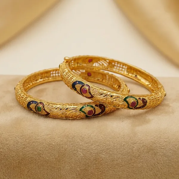 Golden_Peacock_Design_Bangles_With_Gemstone_Accents_Set_Of_2