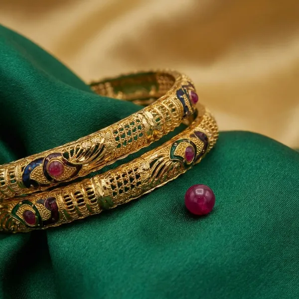 Golden_Peacock_Design_Bangles_With_Gemstone_Accents_Set_Of_2