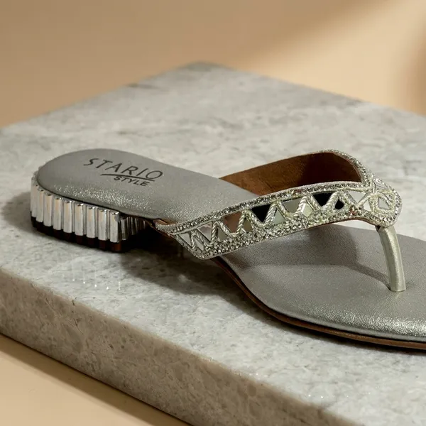 Silver_Embellished_Thong_Sandals_For_Women