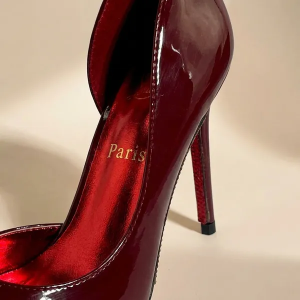 Glossy_Deep_Red_Patent_Stiletto_Heels_With_D'Orsay_Cut