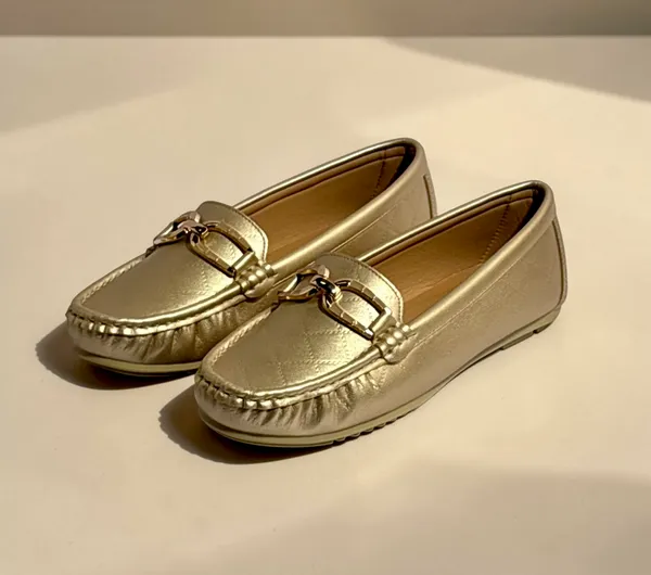 Women'S_Gold_Metallic_Loafers_With_Chain_Detail
