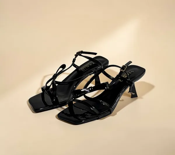 Glossy_Black_Strappy_Kitten_Heel_Sandals