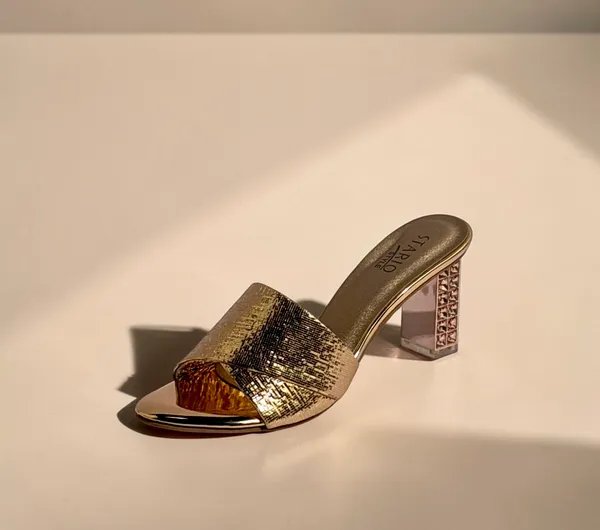 Metallic_Gold_Embossed_Block_Heel_Sandals_With_Jeweled_Transparent_Heel