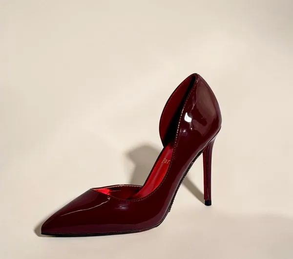 Glossy_Deep_Red_Patent_Stiletto_Heels_With_D'Orsay_Cut