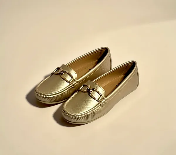 Women'S_Gold_Metallic_Loafers_With_Chain_Detail