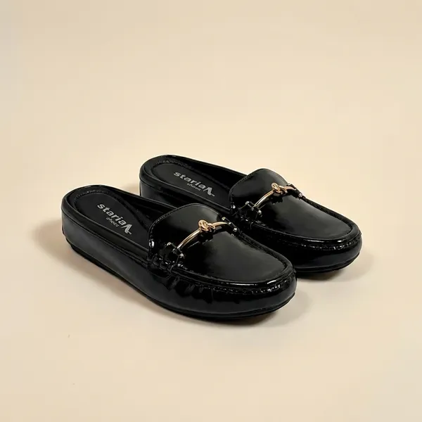 Women'S_Black_Patent_Loafer_Mules_With_Gold_Chain_Detail