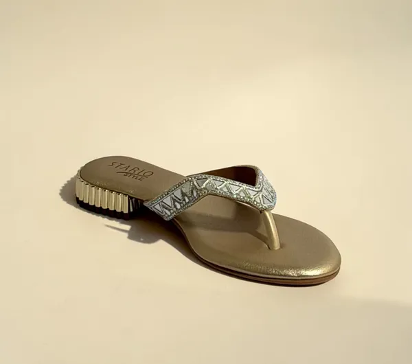 Embellished_Gold_Flat_Sandals_For_Women