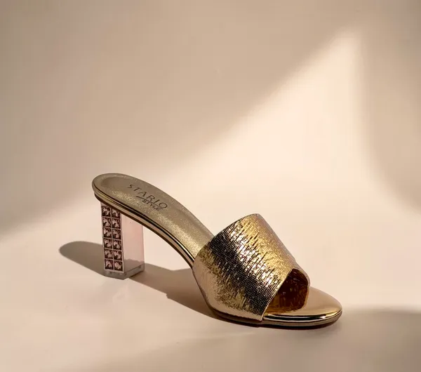 Metallic_Gold_Embossed_Block_Heel_Sandals_With_Jeweled_Transparent_Heel