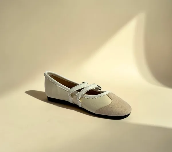 Women'S_Cream_Suede_And_Leather_Mary_Jane_Flats_With_Braided_Strap