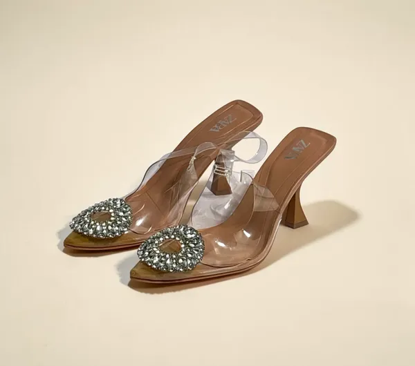 Brown_And_White_Embellished_Slingback_Heels_With_Crystal_Brooch