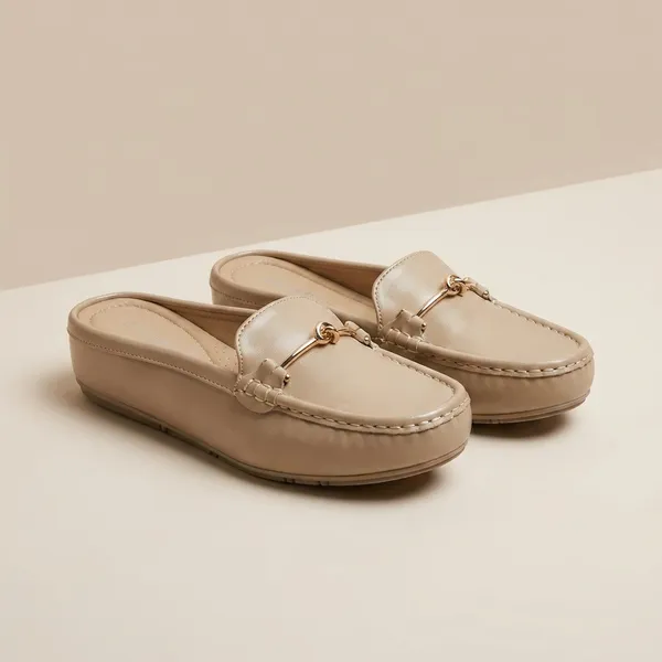 Women'S_Beige_Backless_Loafer_Mules_With_Gold_Chain_Detail