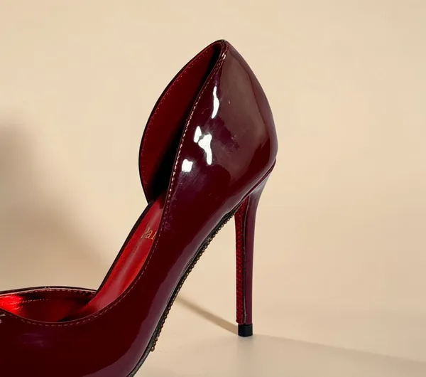Glossy_Deep_Red_Patent_Stiletto_Heels_With_D'Orsay_Cut